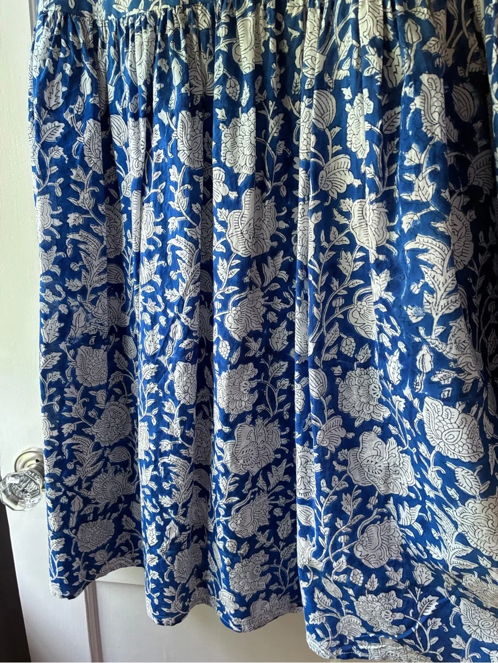 Women’s Hand-block Print Blue Floral Print Summer Dress